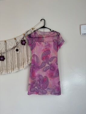 Sheer Pink Paisley Short Dress